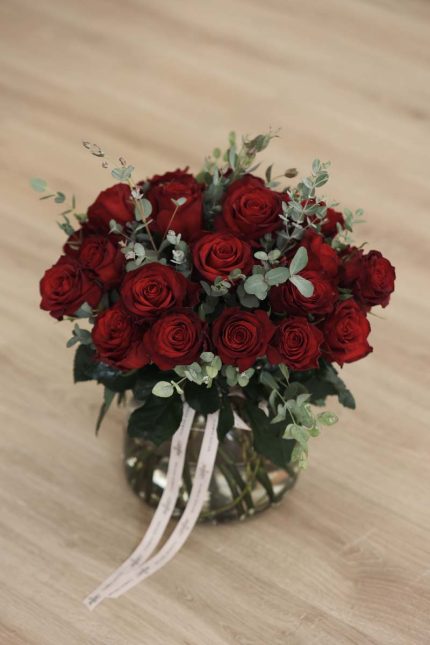 گلدان شیشه ای دسته رز